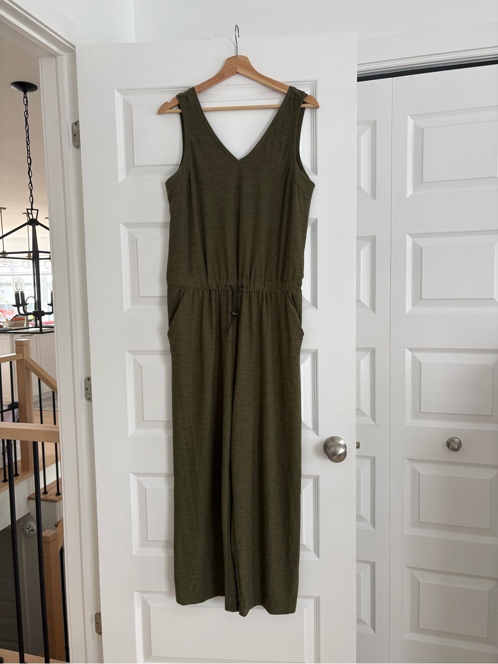 Old Navy Olive Green Sleeveless Drawstring Waist Jumpsuit